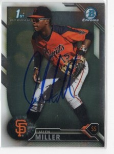 JALEN MILLER Signed Autograph 2016 Bowman Chrome Prospects Card Giants #BP206