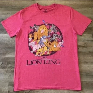 Disney T-Shirt Size M Lion King Graphic Characters Red Knit Tee Top Shirt Unisex - Picture 1 of 6