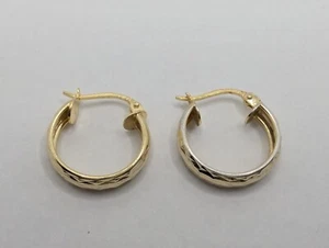 FAS Sterling Silver 925 Gold plated Small Hoop  Earrings - Picture 1 of 6