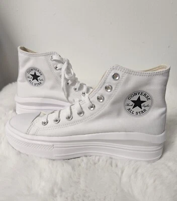 匡威女式 10 码白色 Chuck Taylor All Star Move Hi 568498C 全新 — 第 1/4 张图片