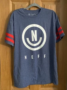 NEFF Men's Indigo Blue Short Sleeve Logo Jersey T-Shirt NEW Large L - Picture 1 of 4
