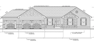 Plano de casa de un piso - 3bd 2ba - 1495 pies cuadrados - Sótano - Garaje para 3 autos - Archivo PDF Foto 1 de 4
