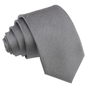Stahlgraue schmale Krawatte solide einfache Shantung formelle Herren Hochzeit Krawatte von DQT - Bild 1 von 2