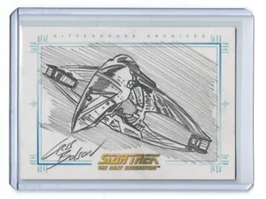SKETCHAFEX CARD ROMULAN WARBIRD HAND-DRAWN QUOTABLE STAR TREK TNG CASE TOPPER - Picture 1 of 2