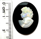 Gorgeous 25x20 mm Aust. Opal Lady's Face Carving on Black Onyx, Loose Stone
