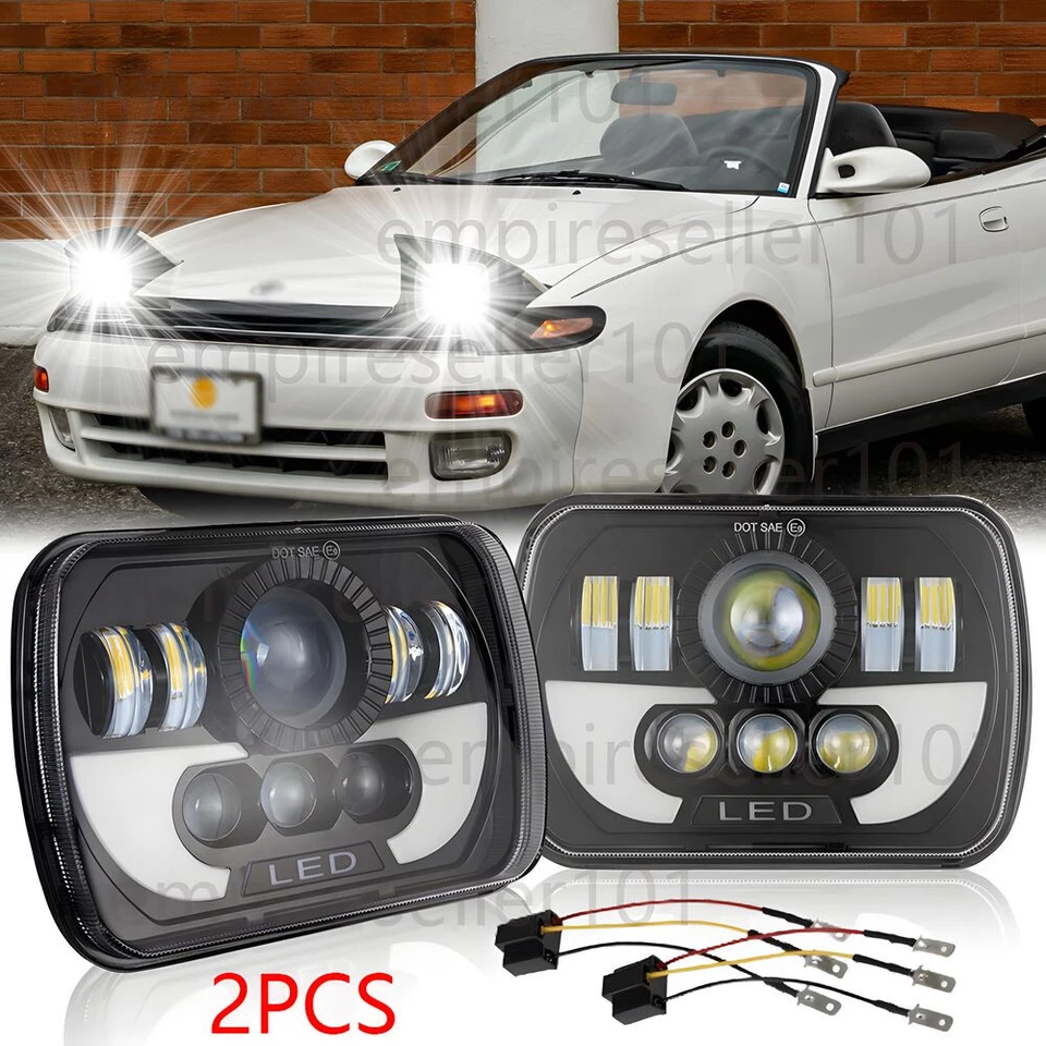 Pair H6054 7x6" LED High/Low Headlights Sealed Beam for Toyota Celica 1982-1993 - Image 1 of 4