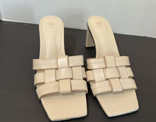 ZARA, Women's Cream Block Heel Leather Sandal NWT Sz 6.5/37 1319/810