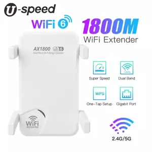 Repetidor amplificador de señal de red de doble banda extensor Wi-Fi de 6 rangos U-speed AX1800 - Imagen 1 de 8