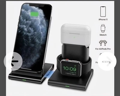 Seneo WaveStand 191 3 en 1 Soporte de carga inalámbrica rápida para iPhone Reloj AirPods Foto 1 de 4