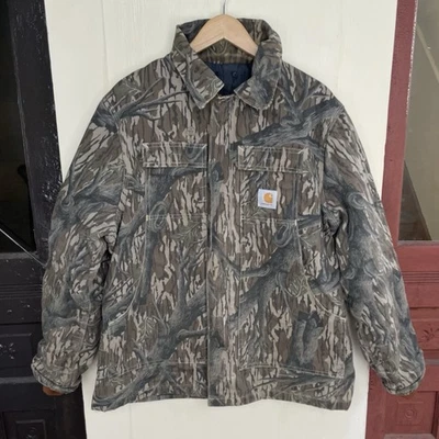 Vintage Carhartt J63 MOT Jacket Mossy Oak Treestand Camouflage Mens XL VTG  - Image 1 of 4