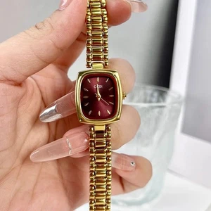 Damen Quarz Armband Uhr Gold Edelstahl Eckiges Zifferblatt Wasserdicht - Bild 1 von 18