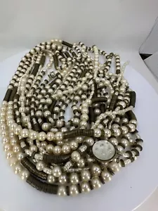 Collana massiccia multifilo di perle finte firmata diva vintage 82 pollici - Foto 1 di 7
