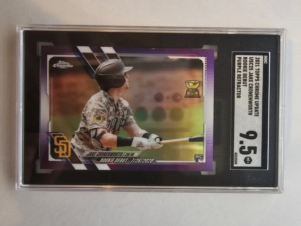 2021 Topps Chrome Update USC25 Purple Parallel Jake Cronenworth RC SGC 9.5 Mint+ - Image 1 of 1