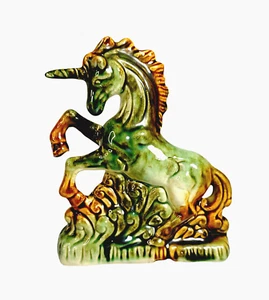 Keramik Einhorn Aufzucht Pferd Figur Statue 6-1/2" groß - Bild 1 von 11