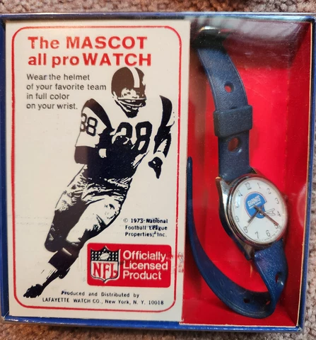 New York Giants 80's watch with Rubber Band in Original Box. Very Good Condition Cover