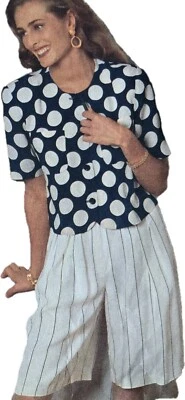 1980s Tamotsu Wide Leg Shorts Crop Blouse Office Vogue Sewing Pattern 2701 - Image 1 of 3