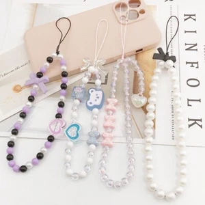 Crystal Beaded Mobile Phone Chain Strap Bear Phone Case Lanyard Charm Jewellery - Picture 1 of 20
