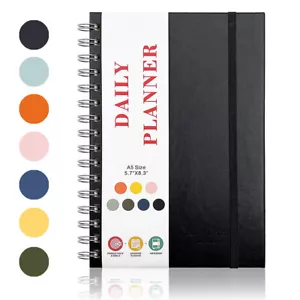 Spiral Dotted Journal Notebook A5 80 Pages Daily Planner Book for Men & Women - Picture 1 of 18