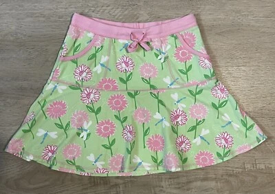 Lilly Pulitzer Girls 16 Vintage Skirt Green Pink Floral Dragonfly Pique Cotton - Image 1 of 4
