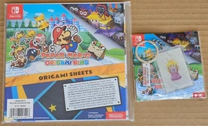 Paper Mario Keychain + Origami King Sheets Nintendo Switch Game Promo Peach - Picture 1 of 2