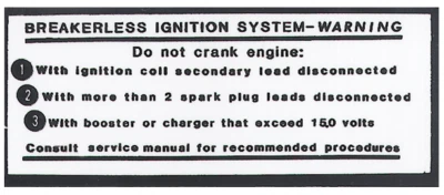 RestoParts Breakerless Ignition Decal 1963-1967 GTO Grand Prix Lemans Bonneville - Image 1 of 4