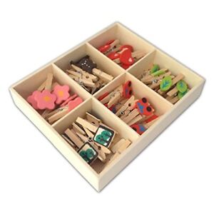 Wooden Mini Clothespins 6 Styles 48 Pieces in Box