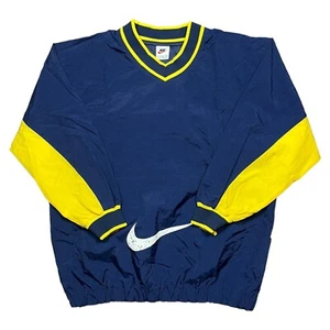 Vintage 90s Nike V Neck Pullover Windbreaker Navy Blue Youth Boy Large (14-16) - Picture 1 of 7