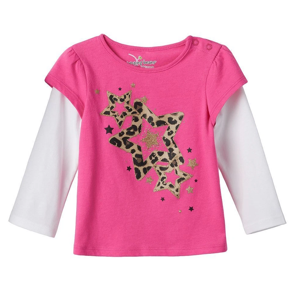 Camisa Jumping Bean 18 Meses Brillo Imitación Capa Manga Larga Leopardo Estrella Nueva Foto 1 de 1