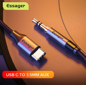 CAVETTO ESSAGER ADATTATORE AUDIO USB-C to JACK AUX 3.5mm MASCHIO 1m - Foto 1 di 1