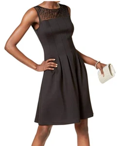 Women's Black Beaded Sleeveless Flare Dress Petite Size 6P $89 - Picture 1 of 8