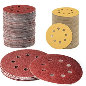 100 pezzi 5 in dischi abrasivi 40-320 grana gancio anello 8 fori levigatrice orbitale carta vetrata - Foto 1 di 31