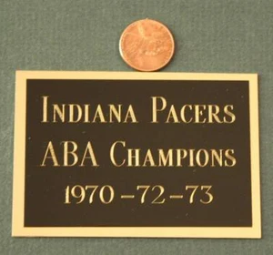 1970-72-73 ABA Champions Indiana Pacers engraved brass plaque-Perfect display--- - Picture 1 of 1