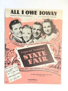 All I Owe Ioway aus Film State Fair Noten Klavier Gesang 1945 Filmcover - Bild 1 von 3