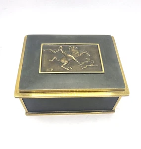 Schwere antik Bronze Tabak / Schmuck Dose Schatulle signiert - selten - Bild 1 von 7