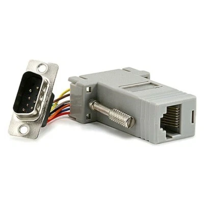 DB9 DB-9 9-Pin Male Serial Connector Modular Adapter RJ45 8P8C Cat5 Extender  - Image 1 of 2