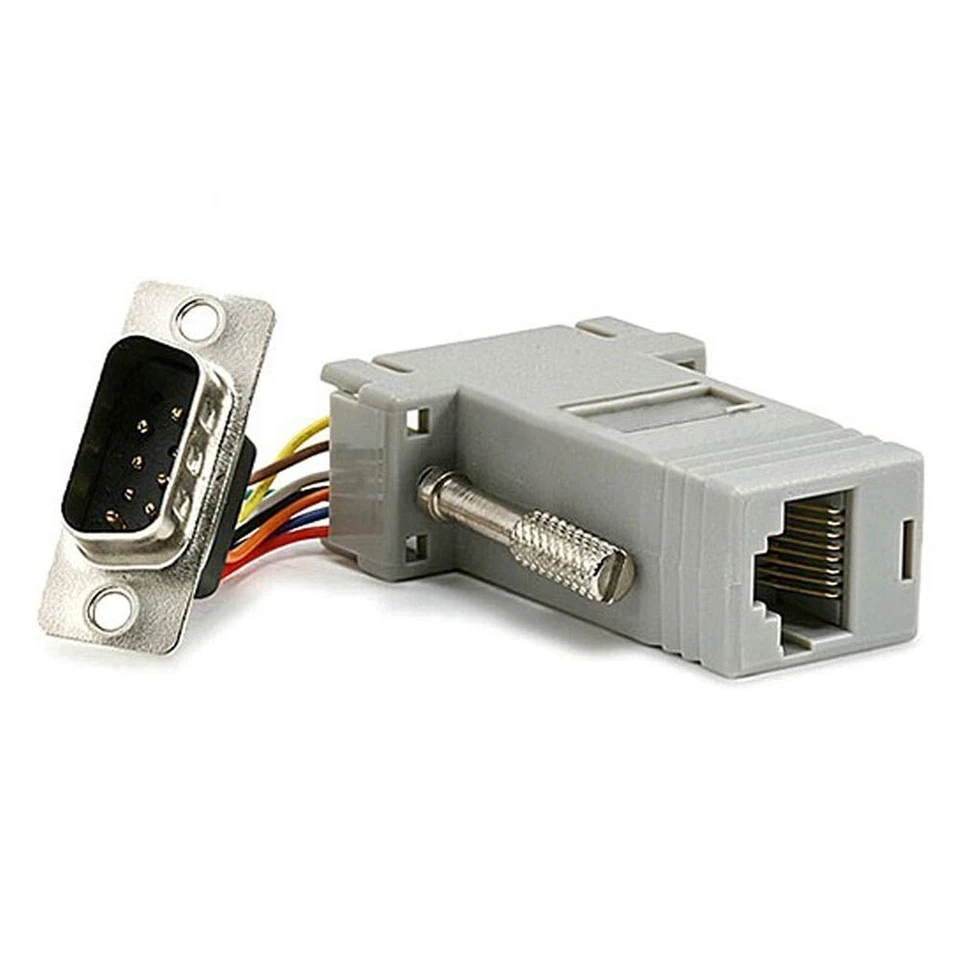 DB9 DB-9 9-Pin Male Serial Connector Modular Adapter RJ45 8P8C Cat5 Extender  - Image 1 of 2
