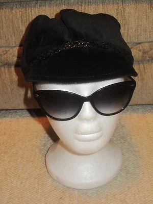 GENIE MEREDITH Eugenia Kim NWT $135 black velvet newsboy hat cap size M cotton - Image 1 of 2