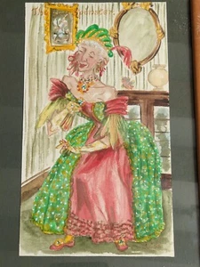 Early XX C Original watercolour painting signed by Liss The Gay Spinster - Picture 1 of 16