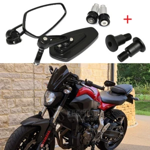 Espejos retrovisores de extremo de barra CNC para motocicleta con adaptador para Yamaha MT-03 MT-07 MT-09 MT10 FZ - Imagen 1 de 12