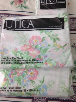 RARE -New -Vintage Utica JP Stevens Twin Flat & Fitted Sheets Plus 1 pillowcase. - Image 1 of 3