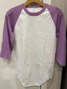 VTG 80s NEW The Knits 3/4 Sleeve Baseball Shirt Single Stitch Purple Size Small - Picture 1 of 4