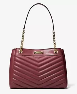 Michael Kors Whitney Quilted MD Chain Shoulder Tote In Oxblood Neu mit Etikett - Bild 1 von 4