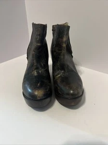 BED / STU Cobbler Series Boho Brown Distressed Leather Zip ANKLE BOOTS Womens8.5 - Picture 1 of 14