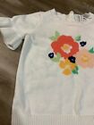 Janie & Jack Short Sleeve Ruffle Floral Print Sweater Top Crew 12-18 months