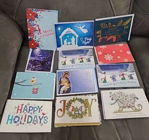 12 Christmas Cards w/ Envelopes Greetings Printed, Random Lot of Xmas cards - Picture 1 of 10