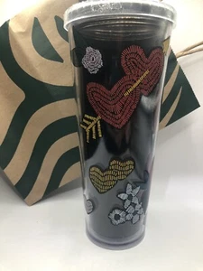 Starbucks LOVE Valentine Stitch Tattoo Tumbler Cup Venti Large 24 Oz Rare - Picture 1 of 8