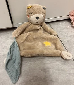 Teddy Bär Musselin Tuch Pusblu DM Schmusetuch Kuscheltuch braun blau gelb Stern - Bild 1 von 1