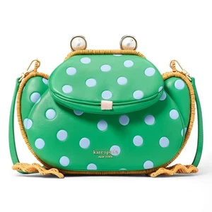 Kate Spade Lily Polka Dot Wicker 3D Frog Crossbody Bag - Picture 1 of 12
