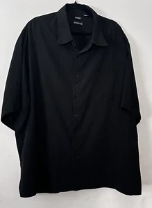 Mens 3X Sueded Shirt Adult Medium Black Short Sleeve Button Up Polyester - Picture 1 of 2