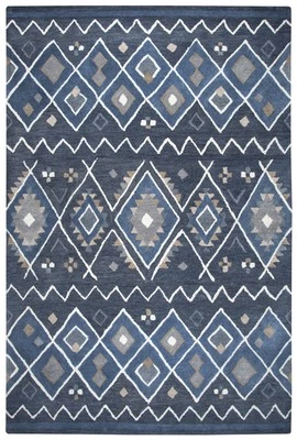 5x8 Rizzy Rugs Blue Geometric Zig Zag Rows Wool Area Rug TL647A - Aprx 5' x 8' - Image 1 of 2
